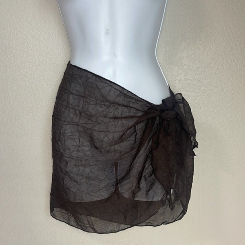 NWT Bikini Bay Brown Semi Sheer Sarong Bathing Suit Cover OS